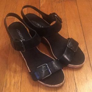 Aerosoles Black cork wedge with buckles